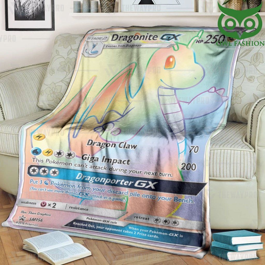 56 Anime Pokemon Dragonite GX Dragonporter Rainbow Fleece Blanket High Quality