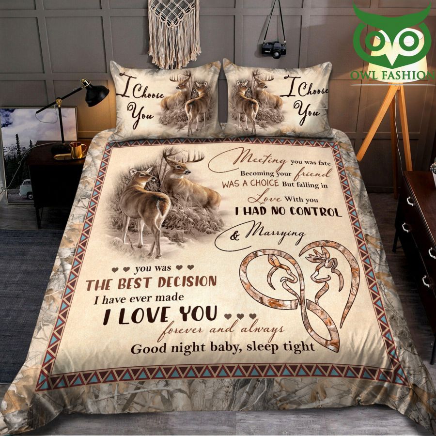 Romantic Deer Lovers Quotes for Couples Bedding Set