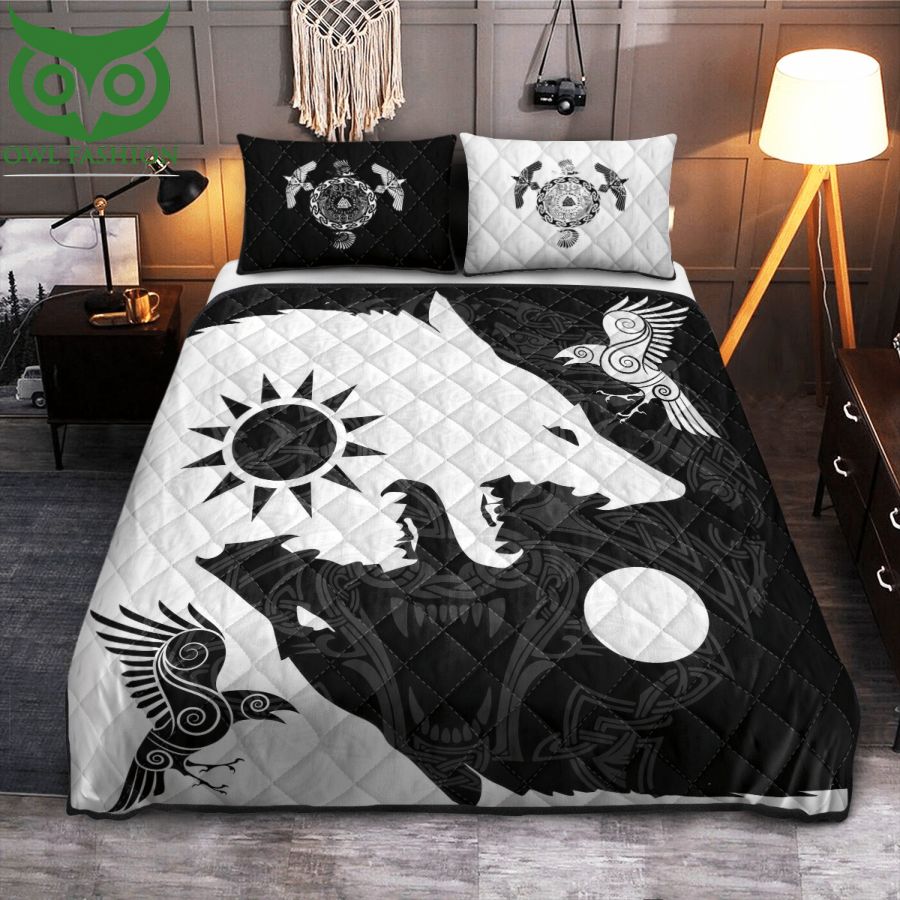 Yin Yang Wolf And Raven Viking Bedding Set