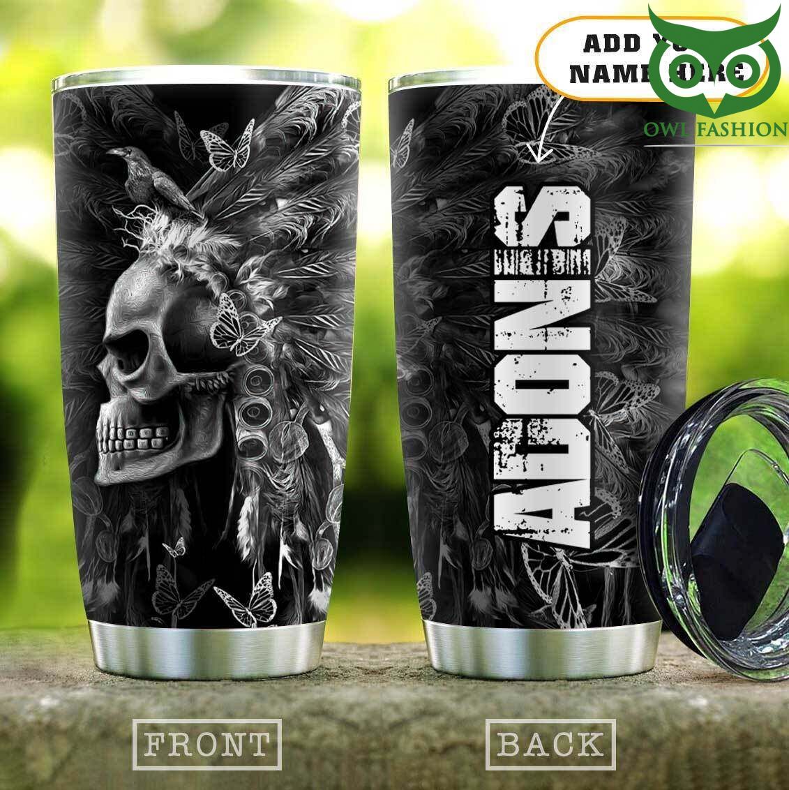 3D Gothic Skull Butterfly Personalized Stainless Steel Tumbler