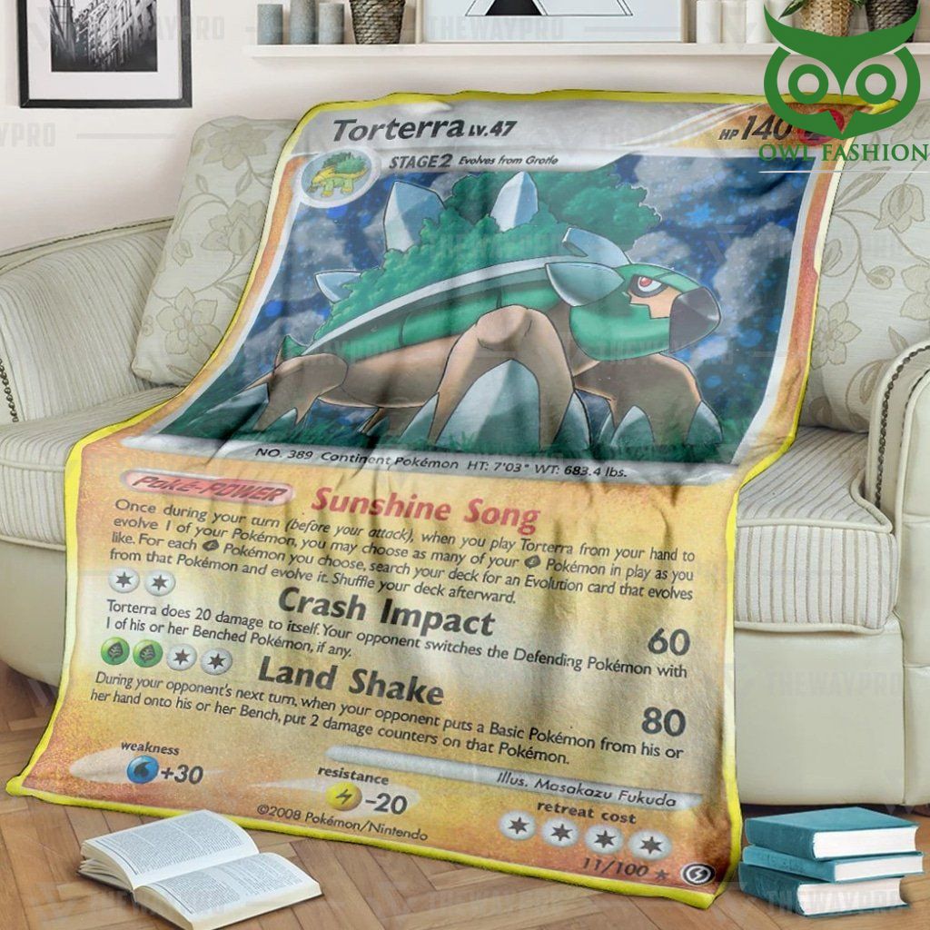 Anime Pokemon Torterra LV.47 Fleece Blanket High Quality