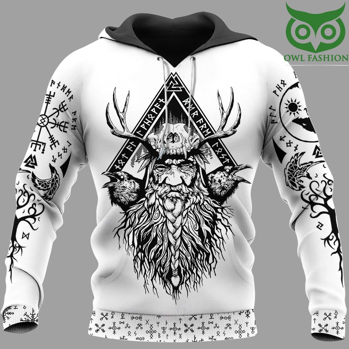 Odin Raven And Yggdrasil Viking Hoodie 3D