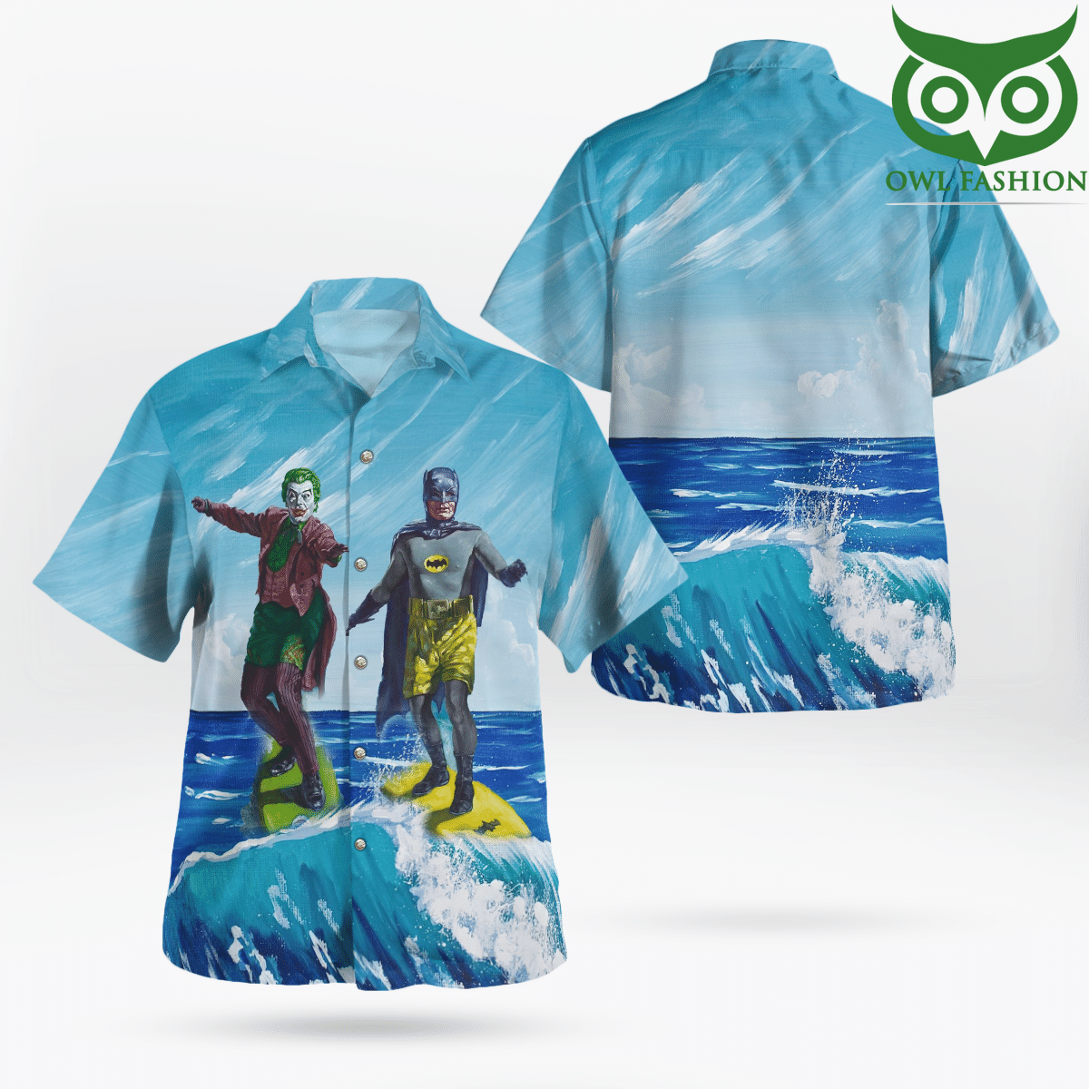 Duel Surfing Batman and Joker Hawaiian Shirt and Shorts
