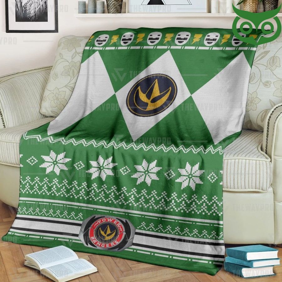 Mighty Morphin Green Power Rangers Ugly Christmas Limited Fleece Blanket