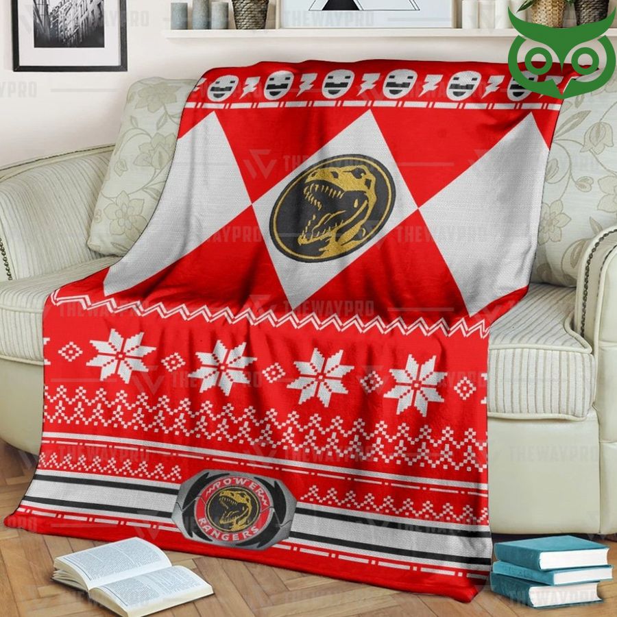 Mighty Morphin Red Power Rangers Ugly Christmas Limited Fleece Blanket