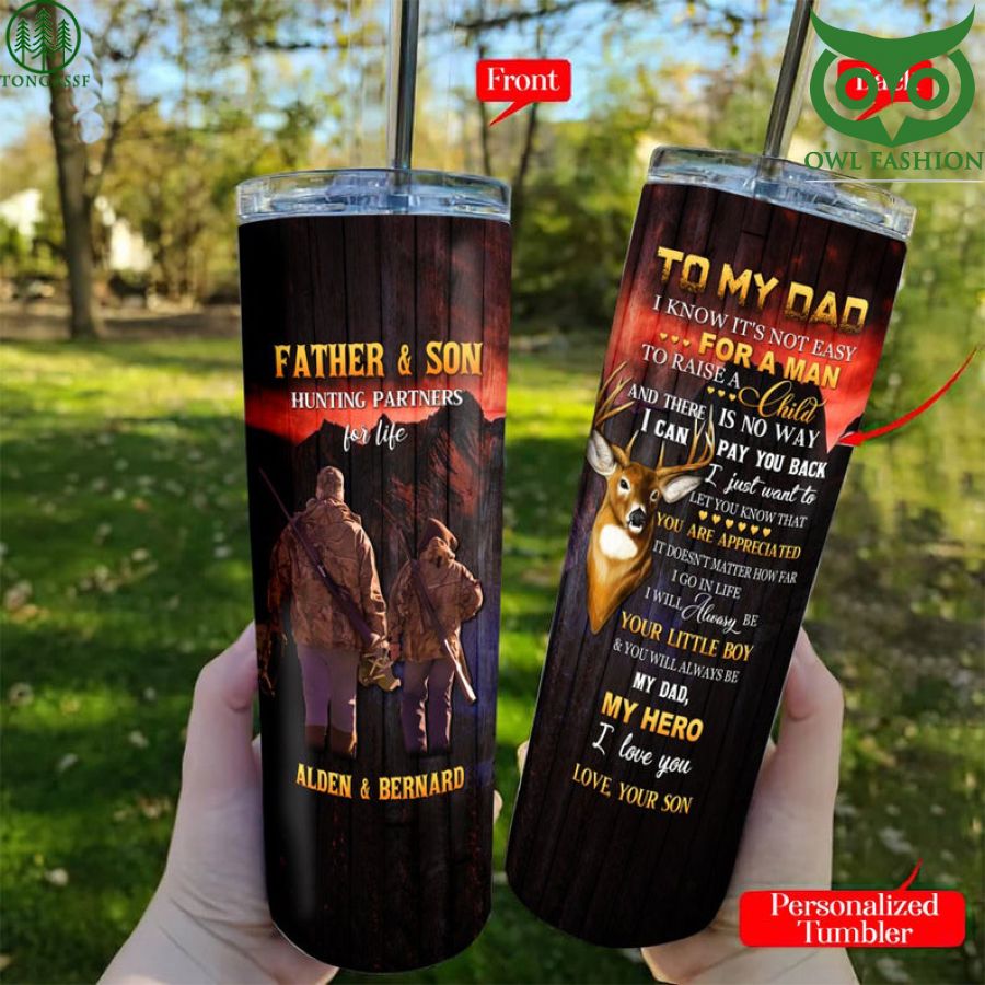 Customized Father And Son Hunting deers skinny Tumbler