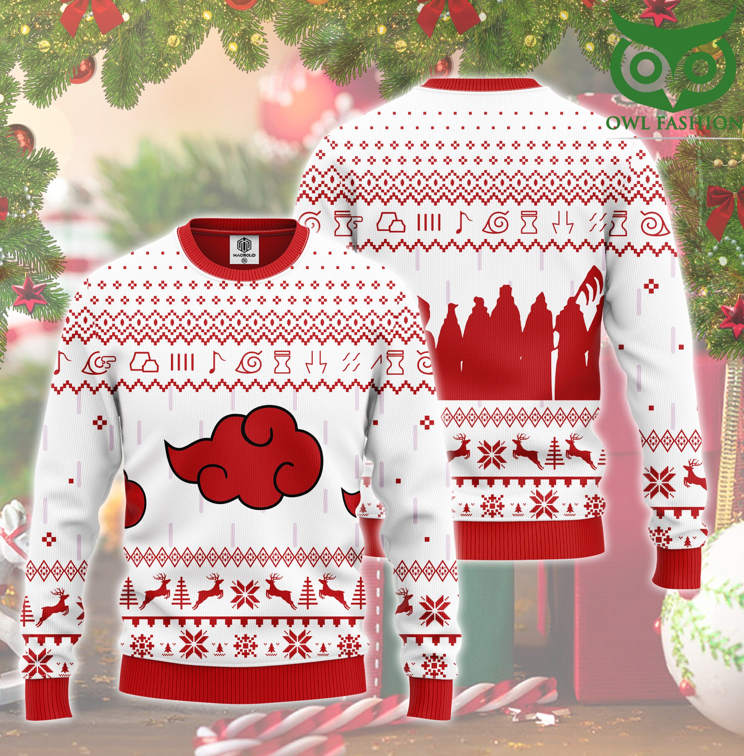 Akatsuki Clan Naruto Anime Unisex Wool Sweater Christmas Gift