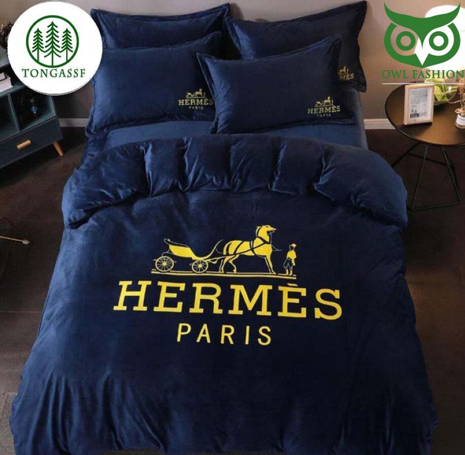 Hermes Paris luxury dark tone bedding set