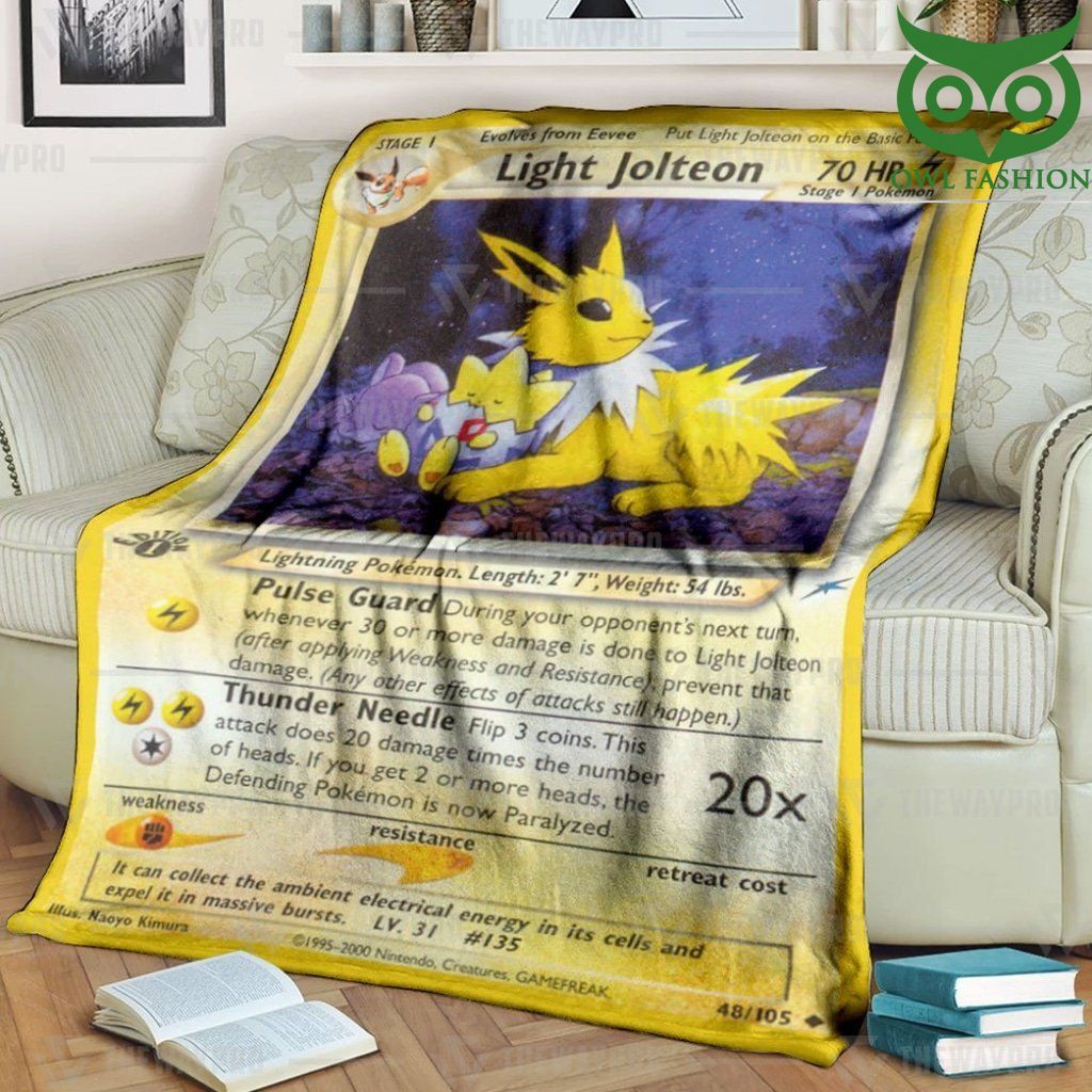 68 Anime Pokemon Light Jolteon 1st Edition Fleece Blanket High Quality