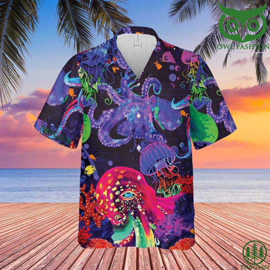 134 Neon Octopus Hawaiian Shirt