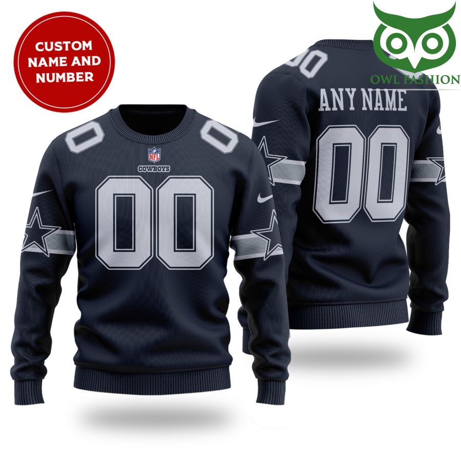 Personalized NFL DALLAS COWBOYS navy wool Sweater