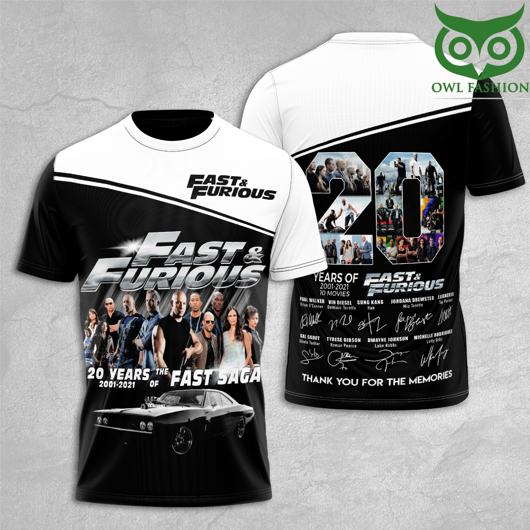 Fast and Furious 20 years 2021 3D T Shirt