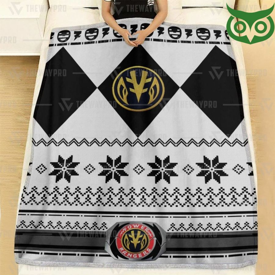 153 Mighty Morphin White Power Rangers Ugly Christmas Limited Fleece Blanket