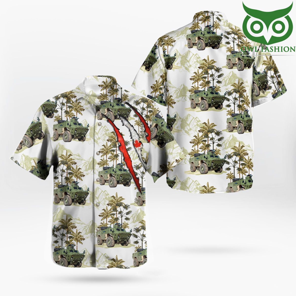 Canadian Army TAPV Tactical Armoured Patrol Vehicle Forest Hawaiian Shirt