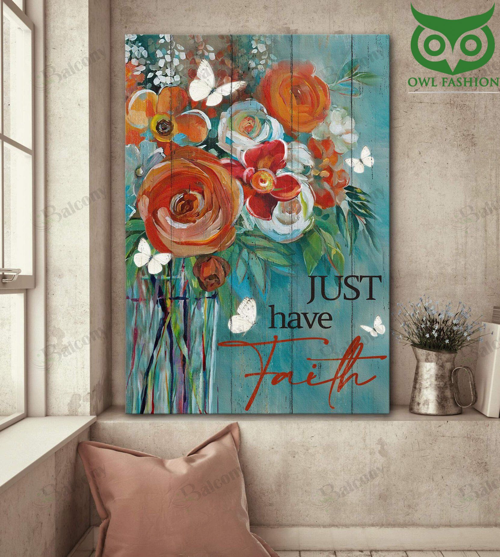 Jesus Just have a faith flower Poster