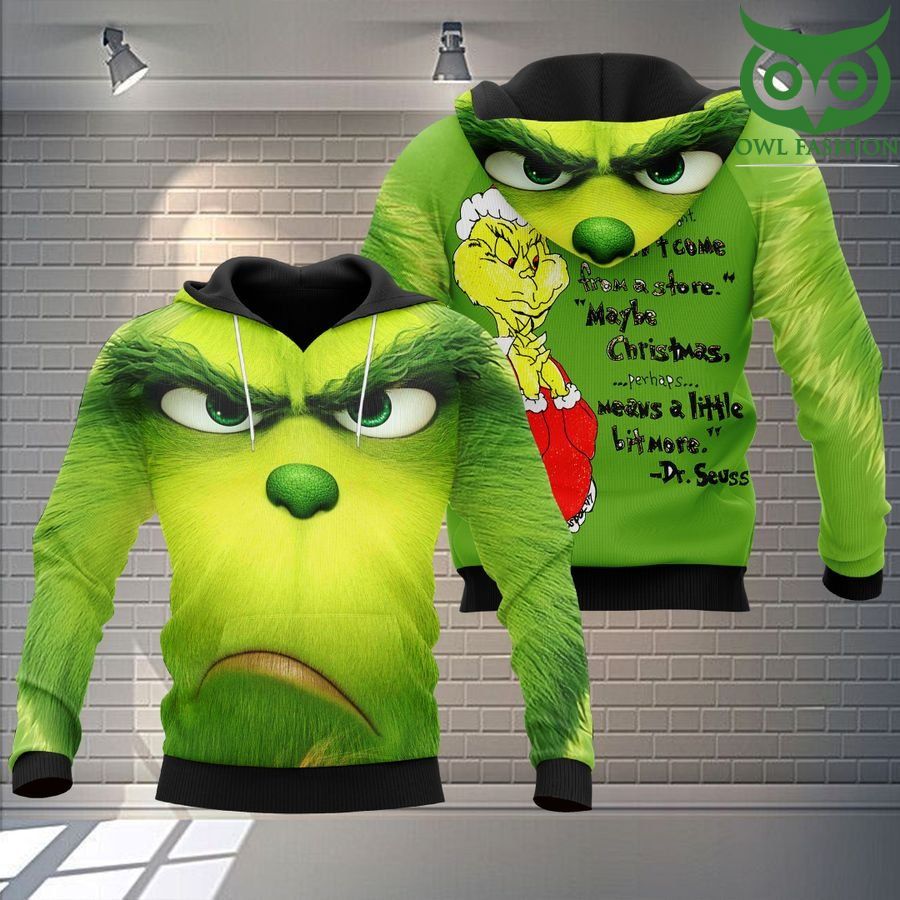 Merry Christmas Grinch face Full Printed Sweatshirt Hoodie Hoodie Dress