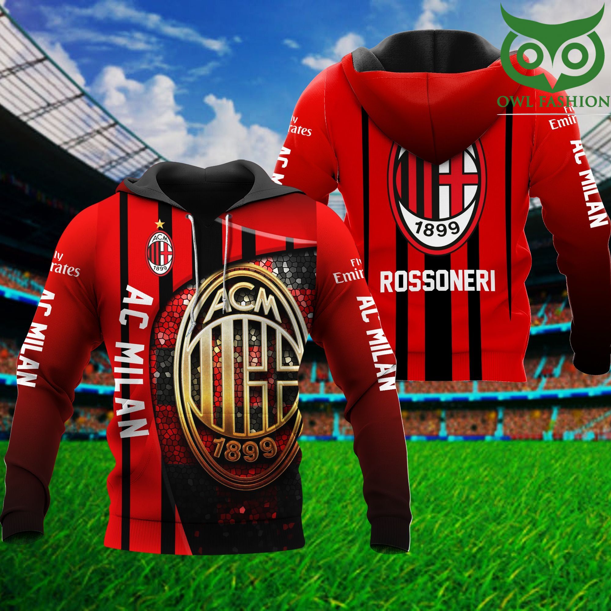 AC Milan Rossoneri 3D Hoodie