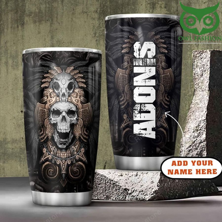3D Native Skull Personalized Stainless Steel Tumbler