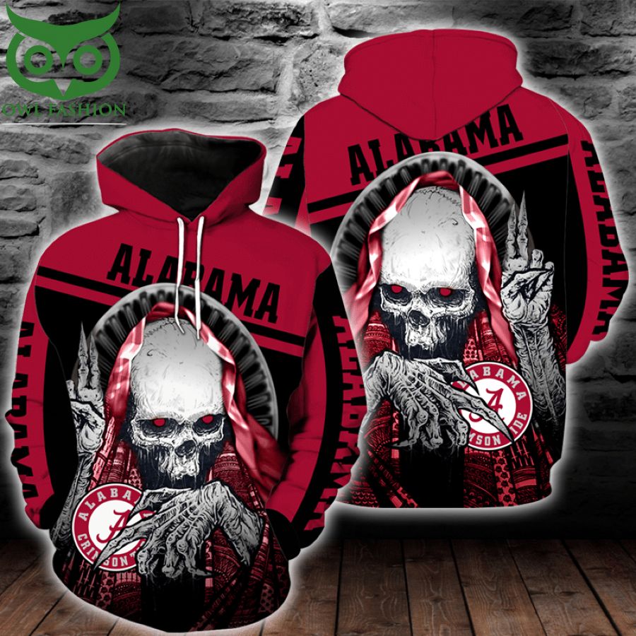 NCAA Alabama Crimson Tide Skull Hoodie and T-shirt