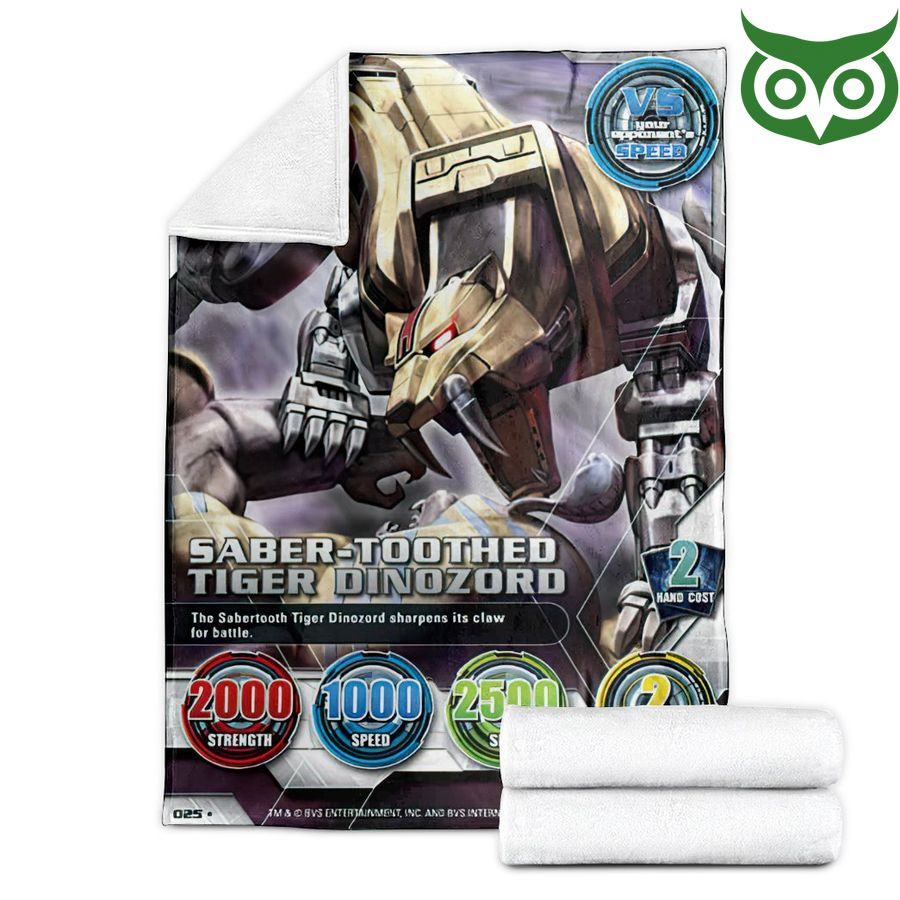 4 Mighty Morphin Power Rangers Saber Toothed Tiger Dinozord Limited Fleece Blanket