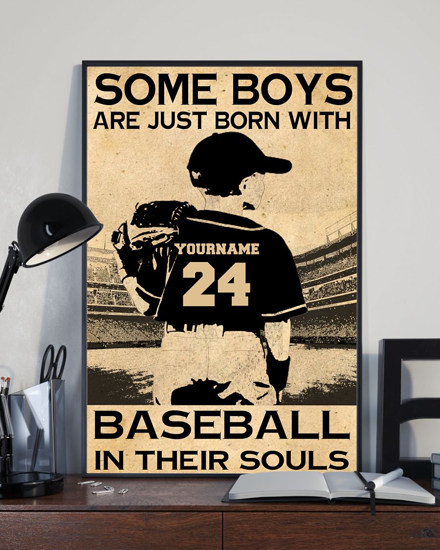 BRaaCL8k Personlized Some boys are just born with baseball in their souls Vertical Poster 1