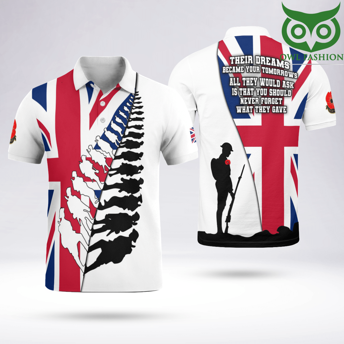 156 UK Veterans Remembrance Day White 3D shirt