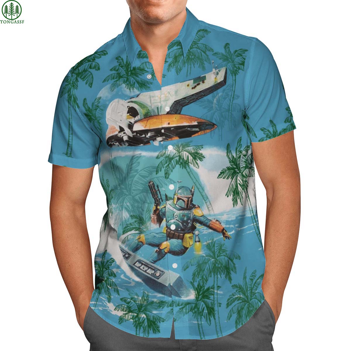 Boba Fett Surf Starwars Hawaiian shirt 1