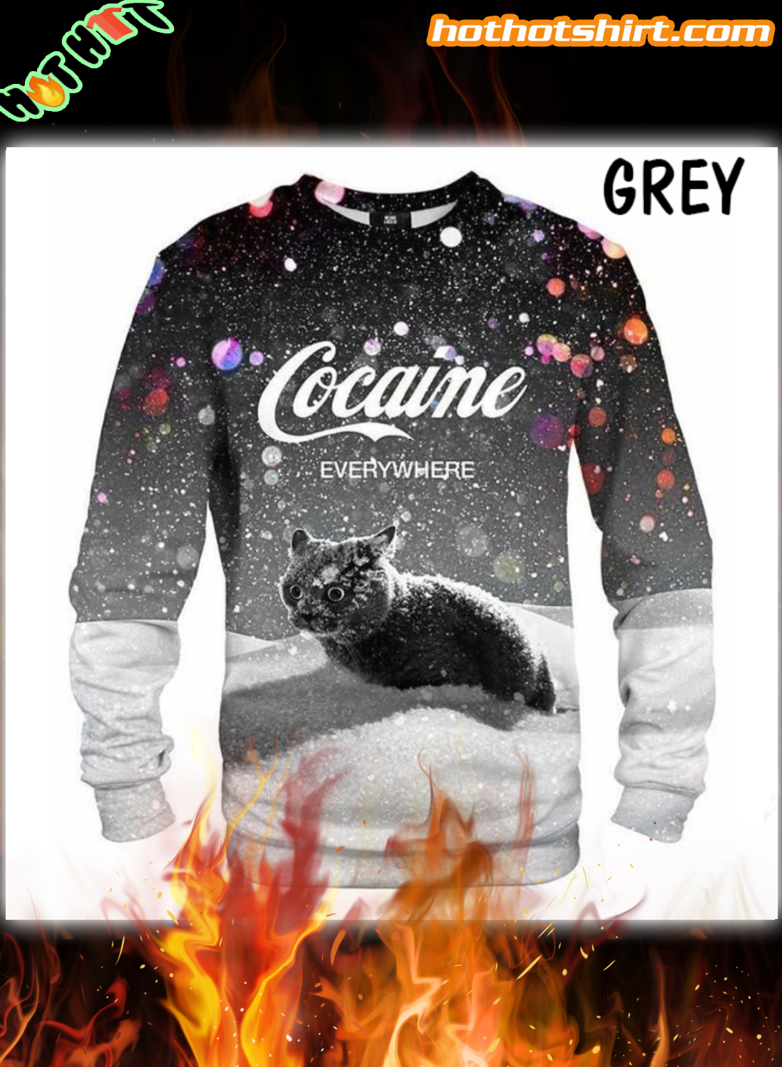 Cocaine Everywhere Snow Cat Sweatshirt 2