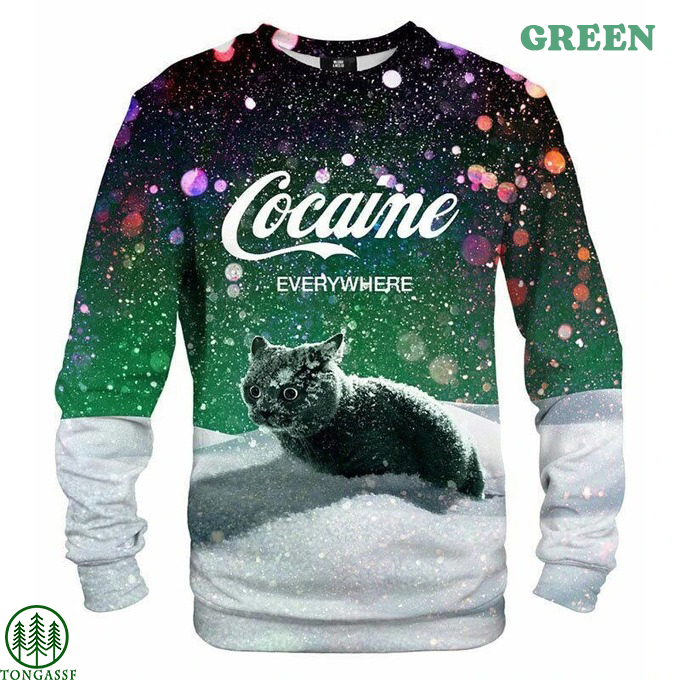 Cocaine Everywhere Snow Cat Sweatshirt 3