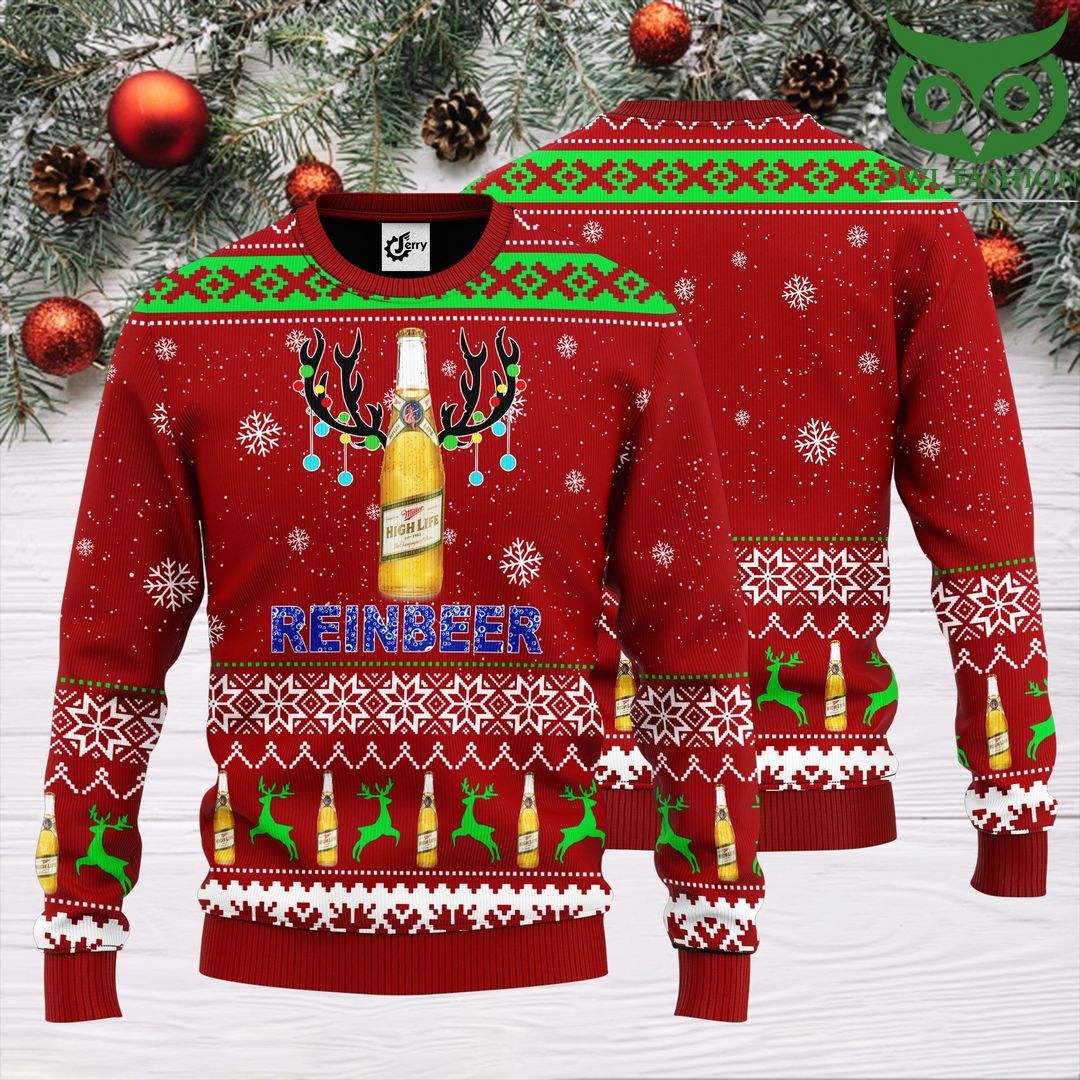 136 Miller High Life Reinbeer Christmas Sweater