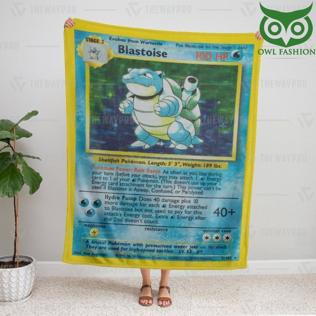 141 Pokemon Blastoise Card Fleece Blanket High Quality