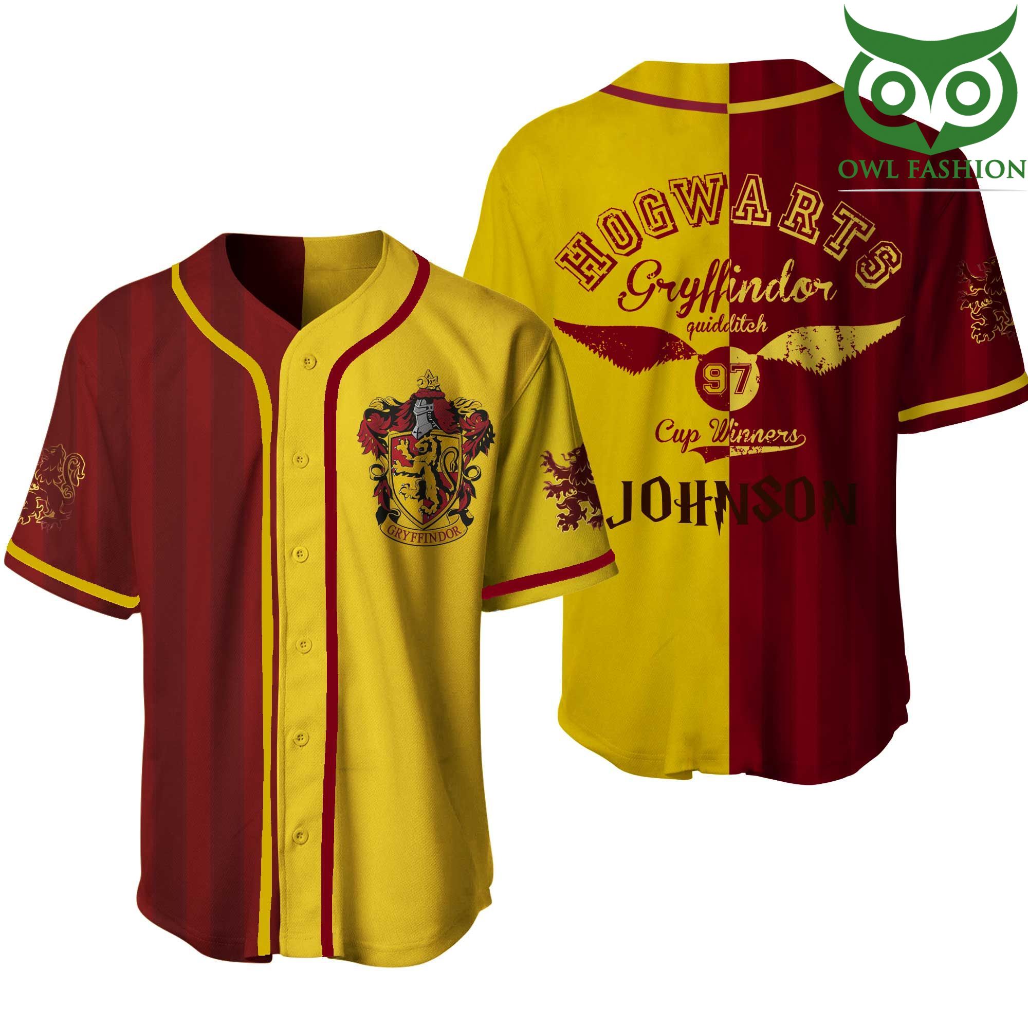 190 Personalized Harry Potter Hogwarts Gryffindor Baseball Jersey Shirt