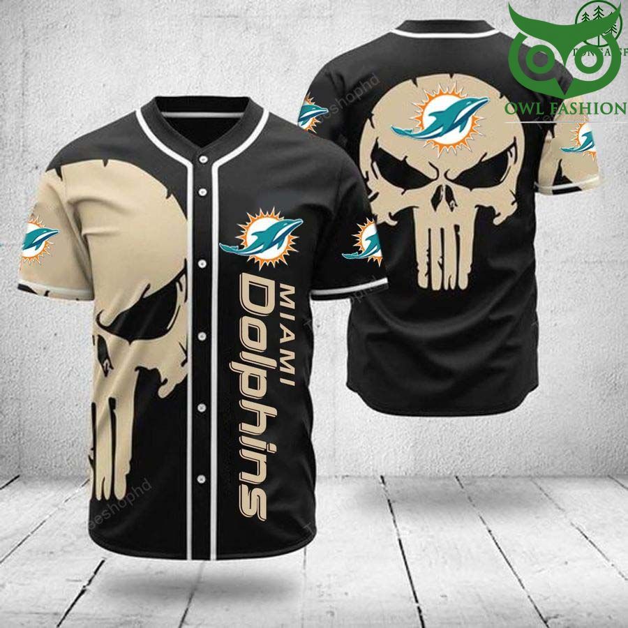 4 Miami Dolphins skull NFL baseball Jersey shirt