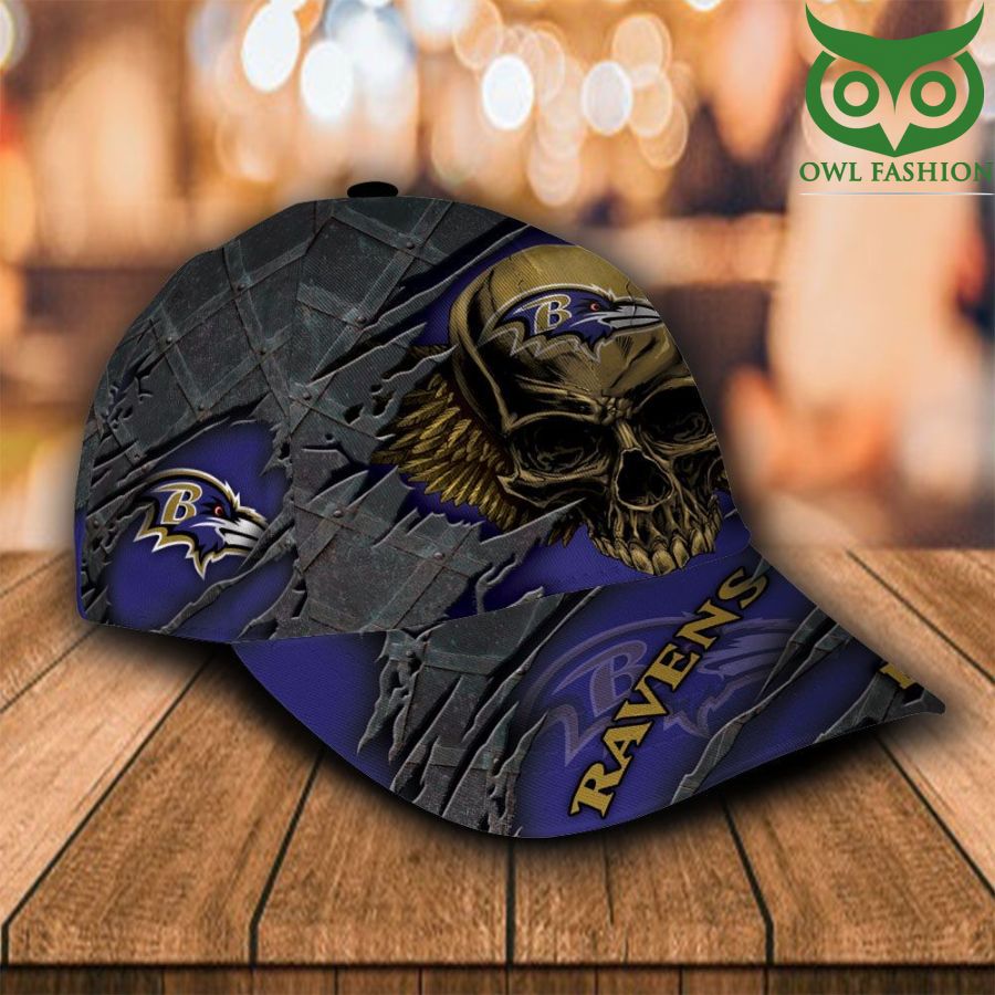 130 Custom Name NFL Baltimore Ravens Cap Classic Skull