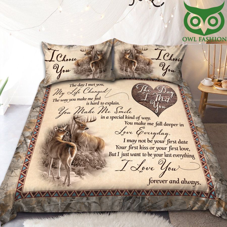 9 I Choose You Romantic Deer Couple Bedding Set