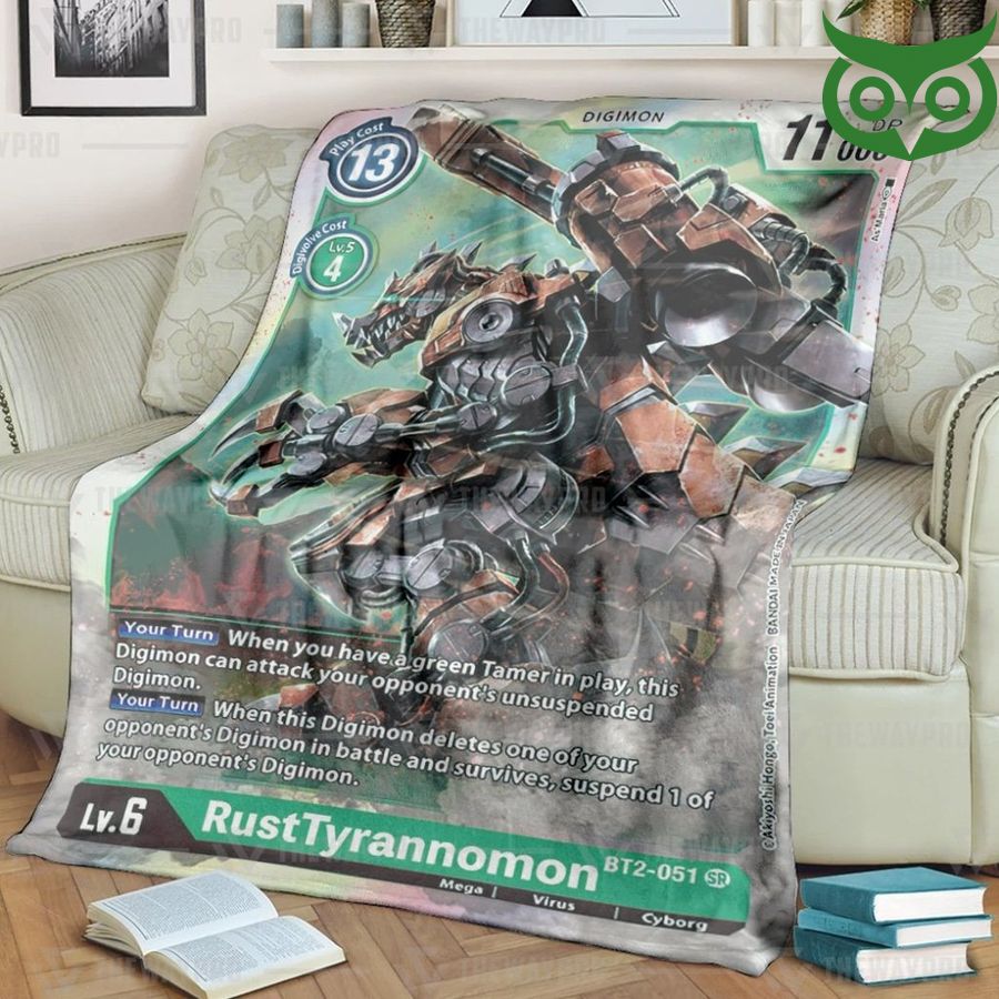 Digimon RustTyrannomon Fleece Blanket High Quality