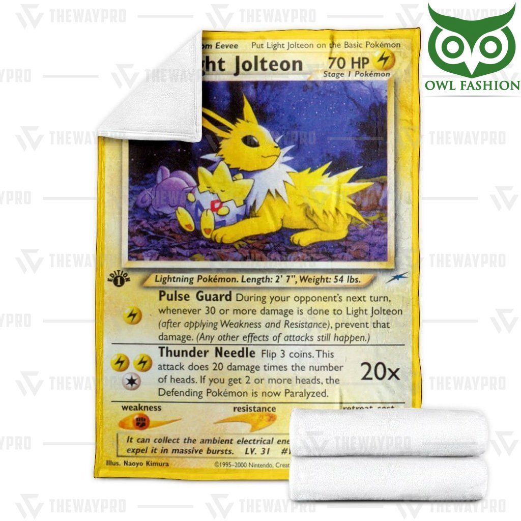 70 Anime Pokemon Light Jolteon 1st Edition Fleece Blanket High Quality