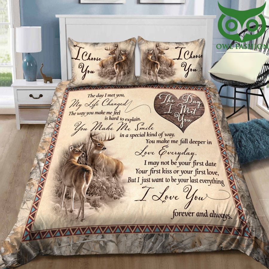 I Choose You Romantic Deer Couple Bedding Set