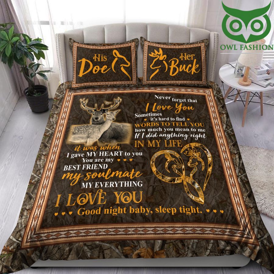 15 Soulmate Deer Couple Romantic Bedding Set
