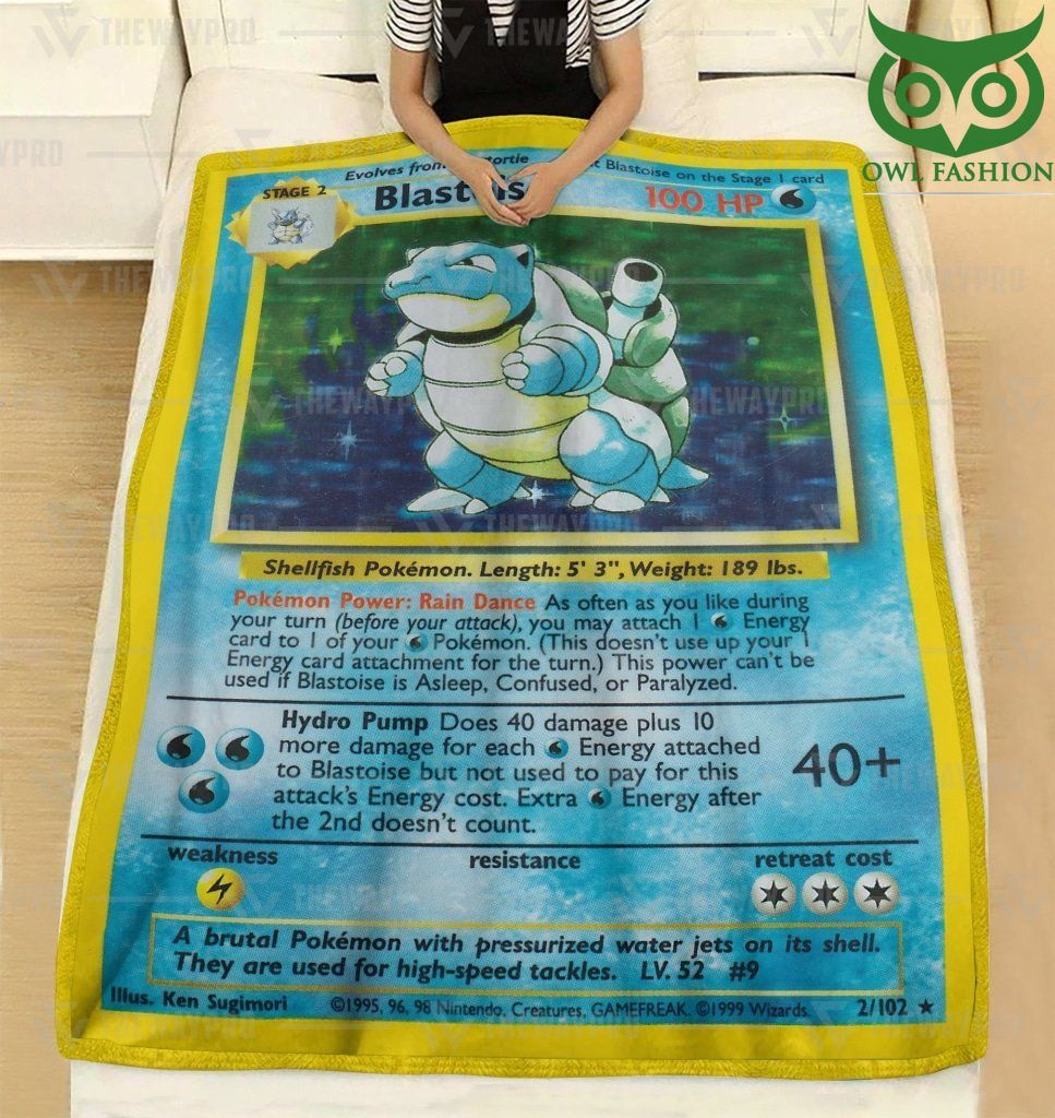 138 Pokemon Blastoise Card Fleece Blanket High Quality