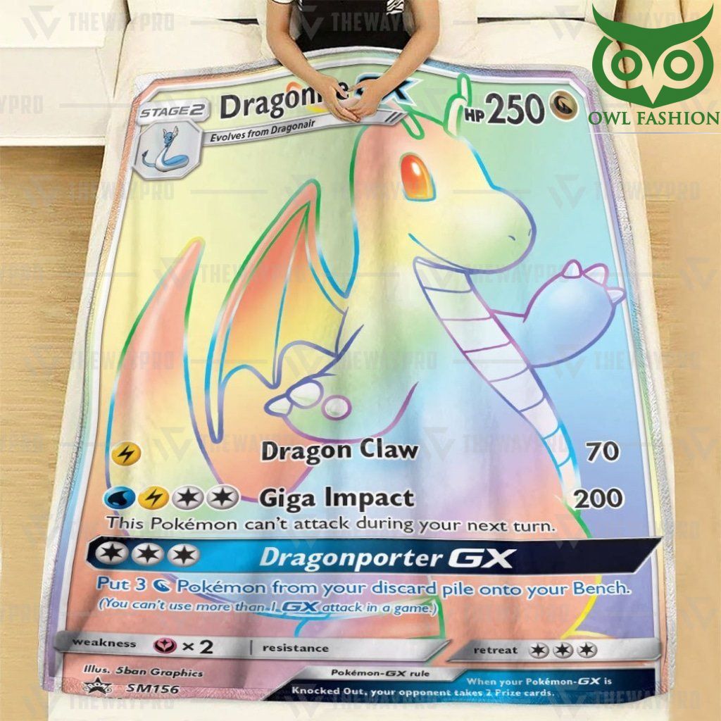 57 Anime Pokemon Dragonite GX Dragonporter Rainbow Fleece Blanket High Quality