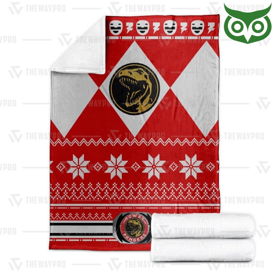 151 Mighty Morphin Red Power Rangers Ugly Christmas Limited Fleece Blanket