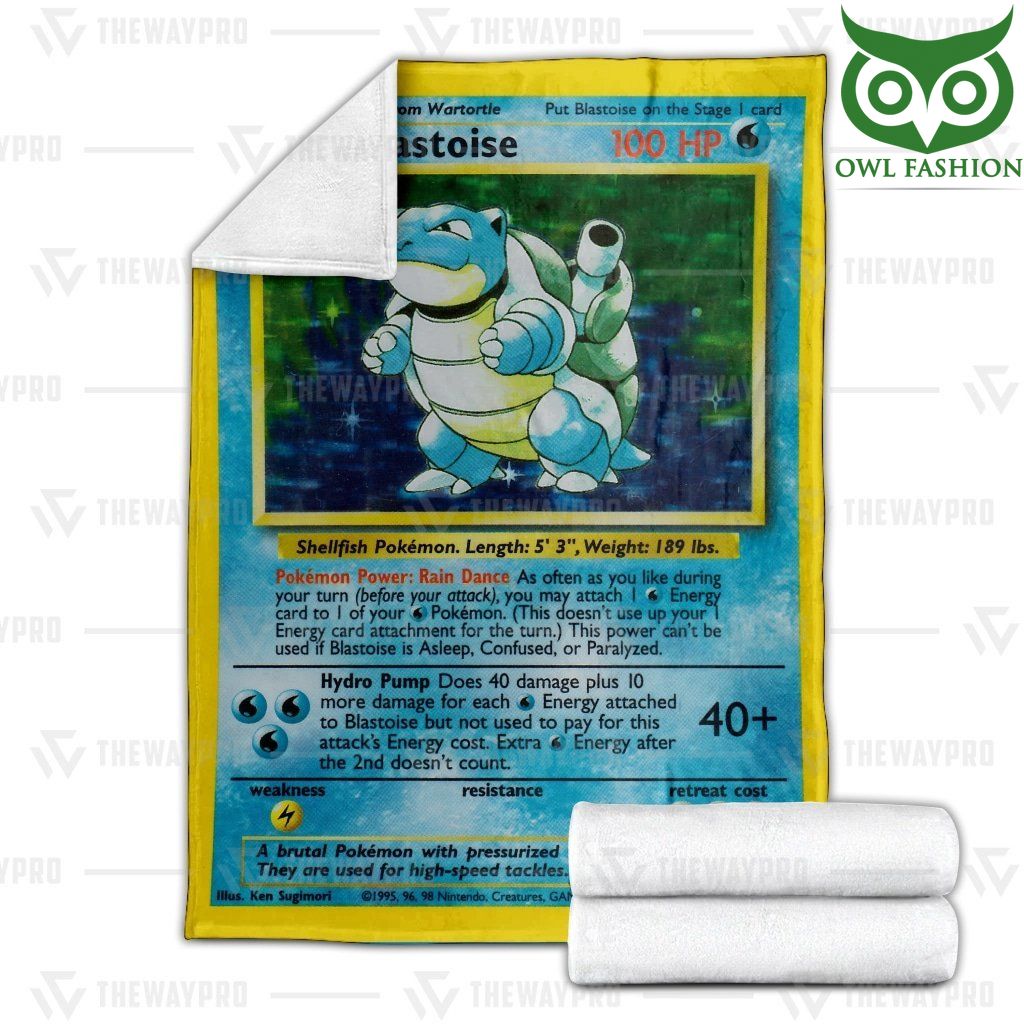 139 Pokemon Blastoise Card Fleece Blanket High Quality
