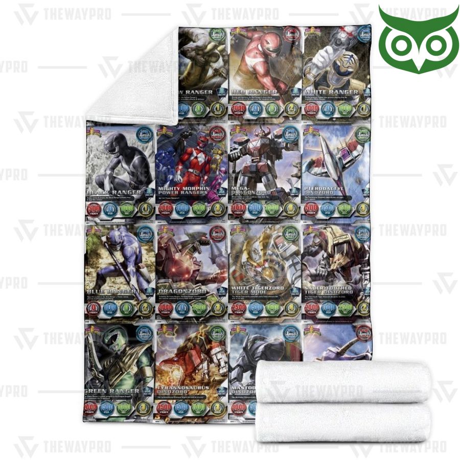 32 Mighty Morphin Power Rangers Cards Limited Fleece Blanket