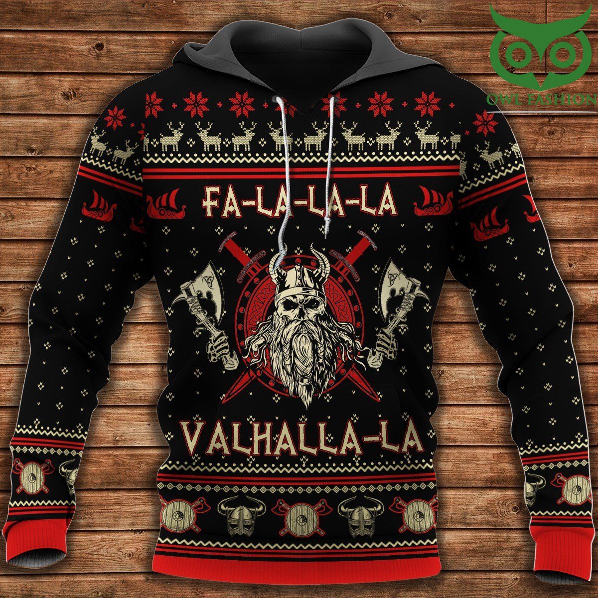 Viking valhalla black and red Hoodie 3D