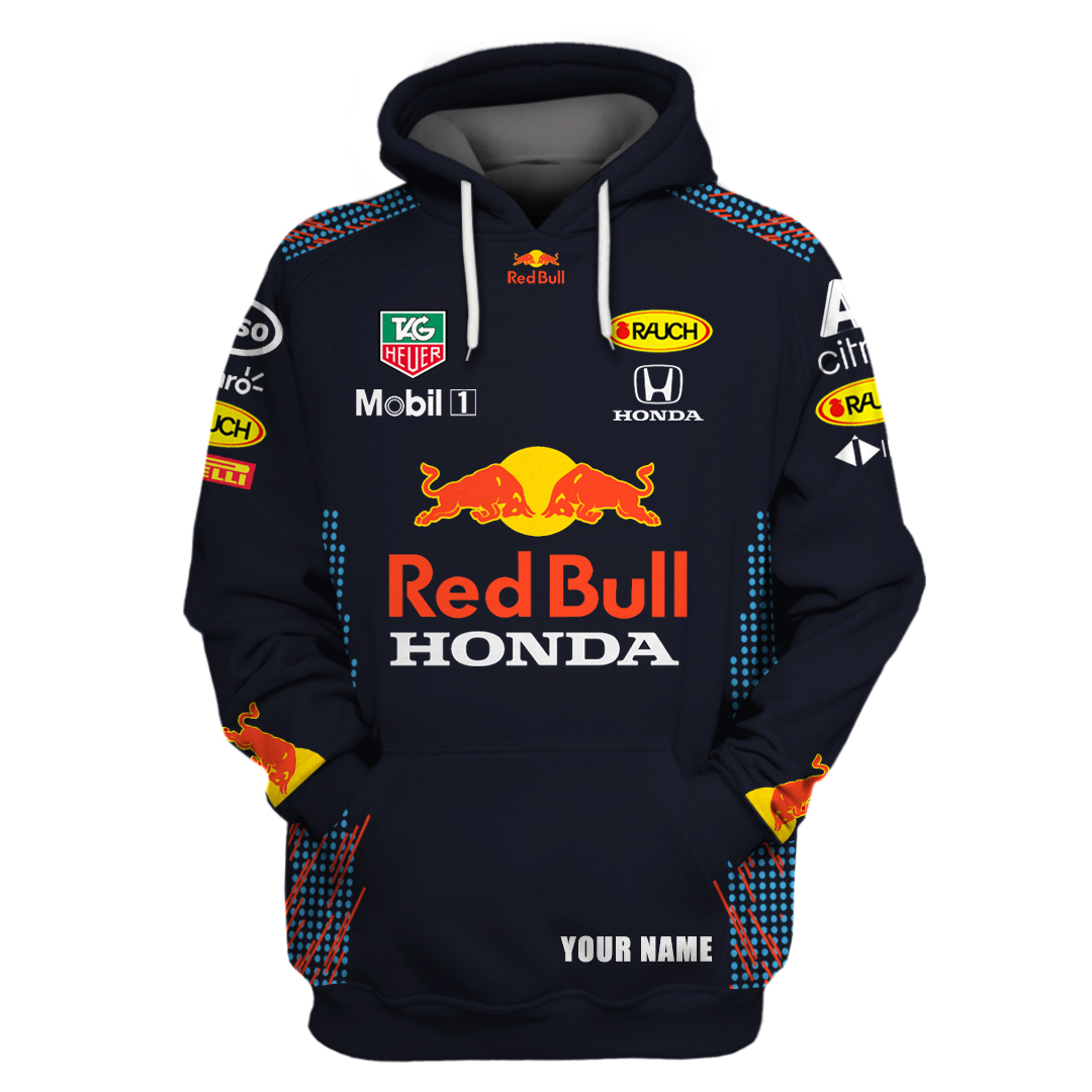 Personalized Red Bull Honda Mobil 1 F1 racing T shirt and Hoodie