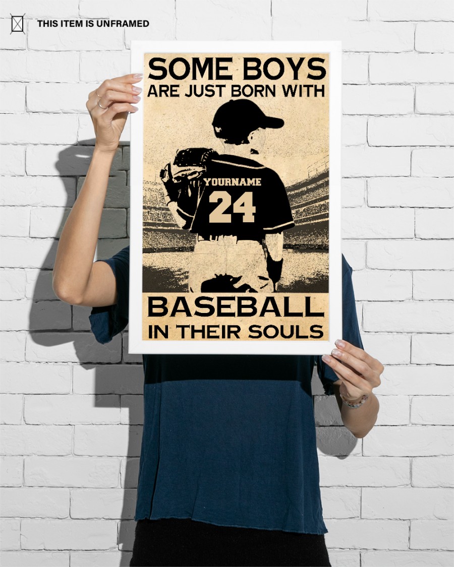 Personlized Some boys are just born with baseball in their souls Vertical Poster 7