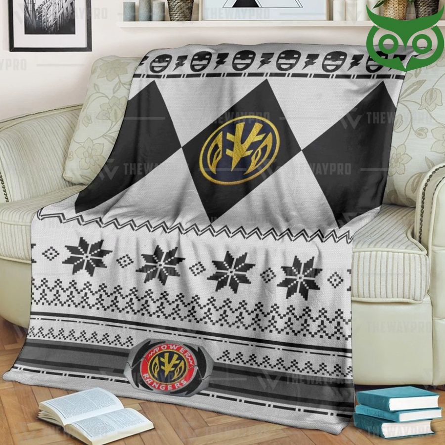 Mighty Morphin White Power Rangers Ugly Christmas Limited Fleece Blanket