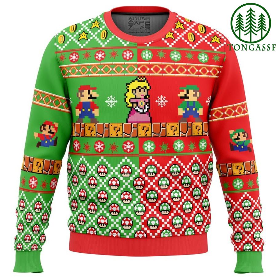 S6piyW3t 73 Mario Bros Ugly Christmas Sweater