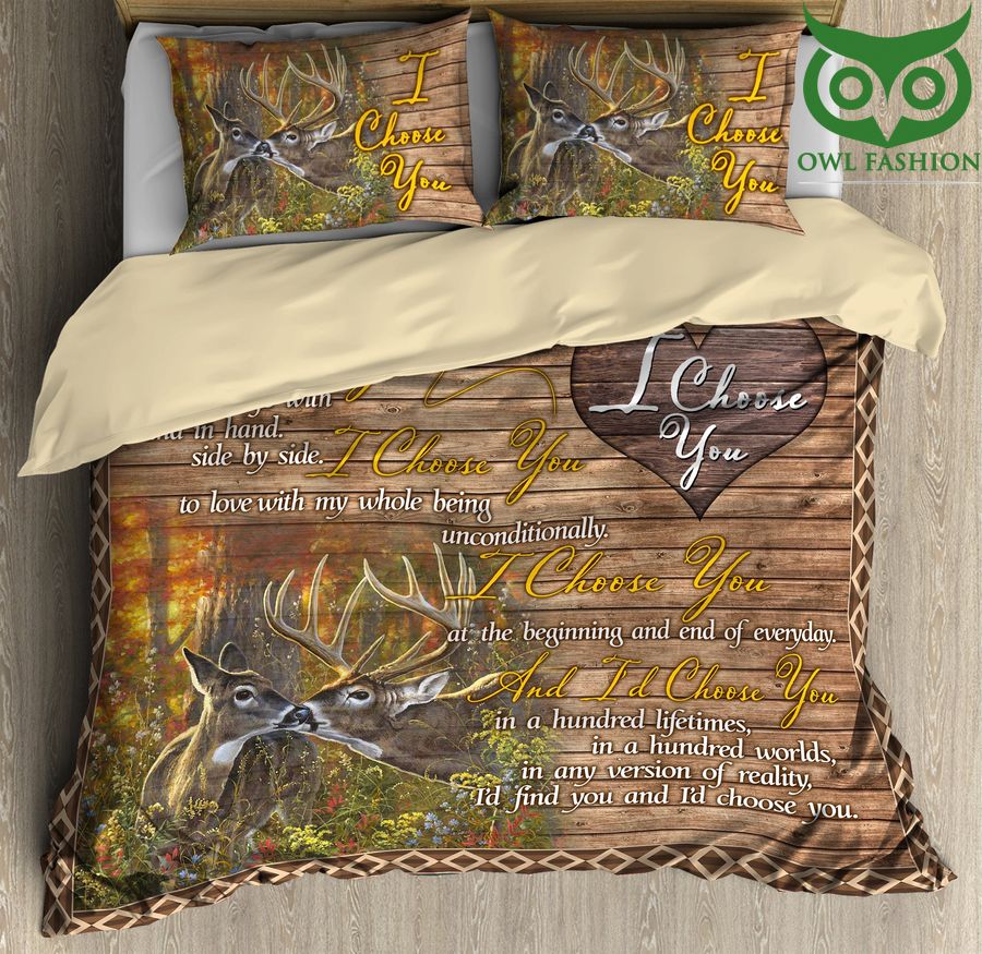 12 Romantic Deers in Love for Couple Bedding Set